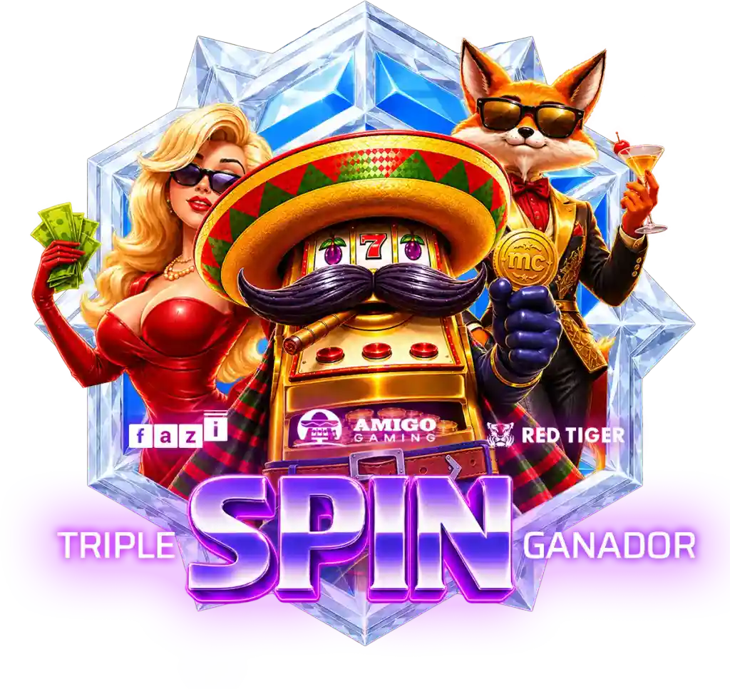 Pieza de un torneo de casino con personajes y logotipos de proveedores de juego.